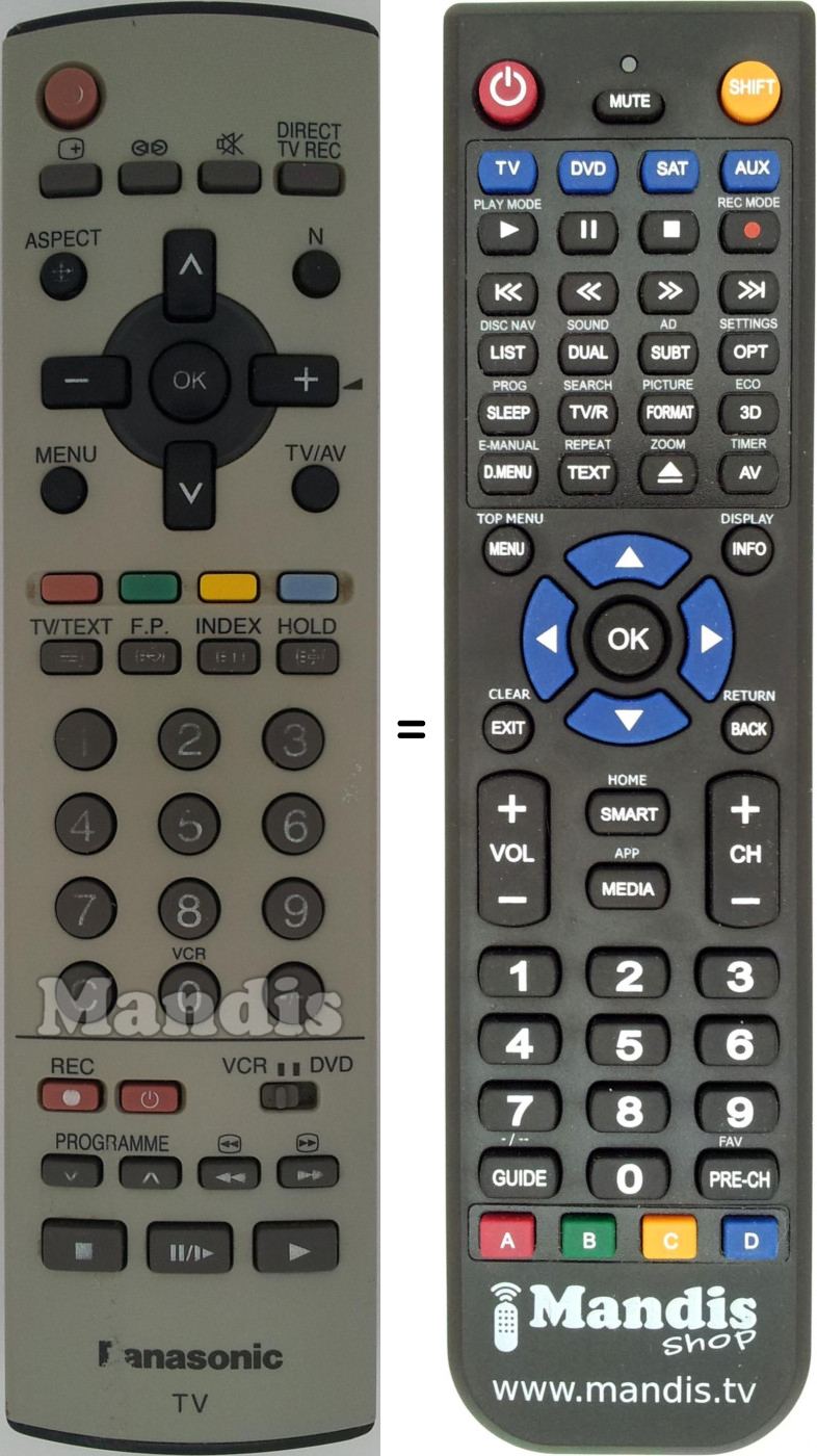 Télécommande équivalente Panasonic EUR7628010