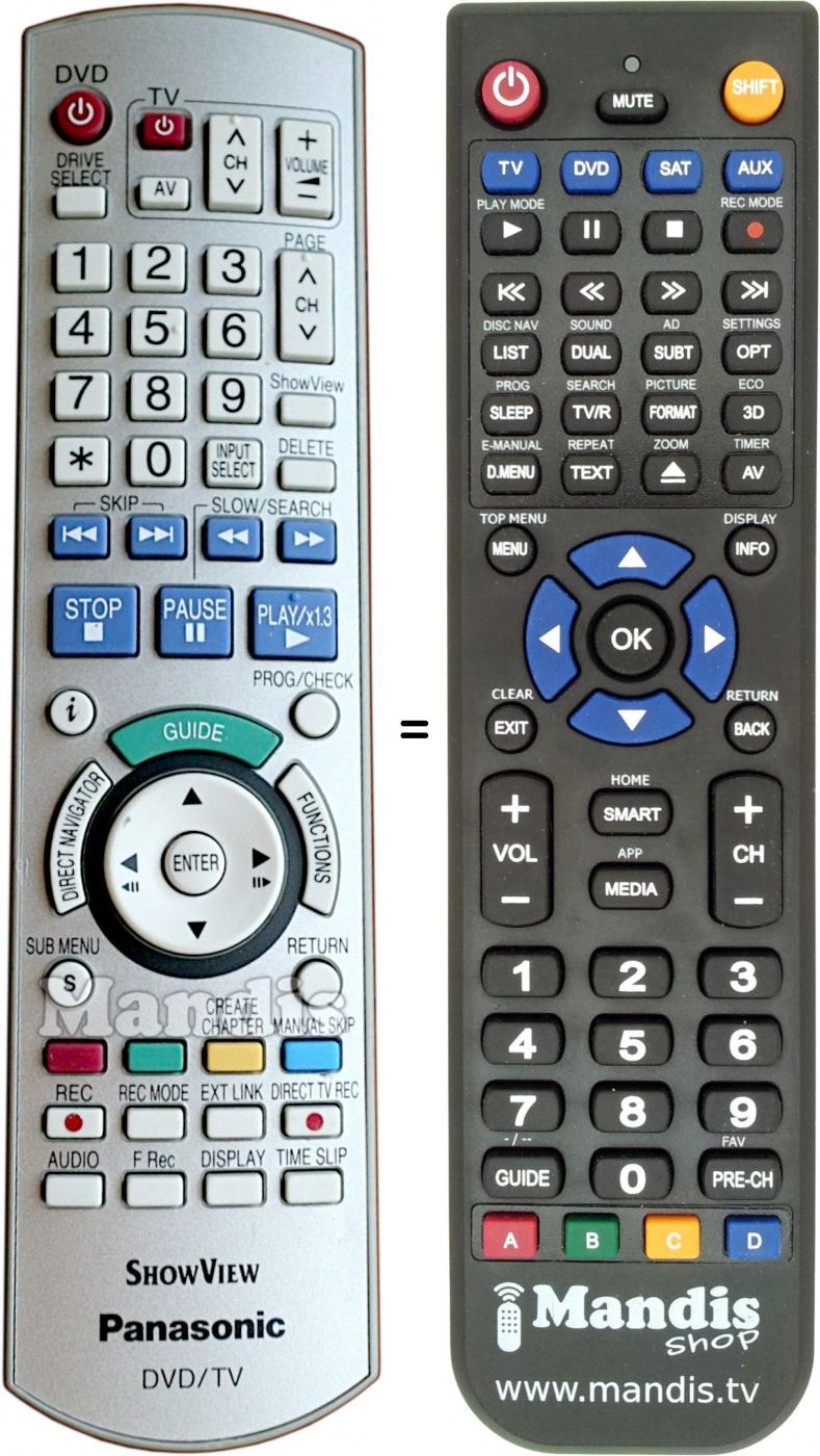 Télécommande équivalente Panasonic EUR7659YM0