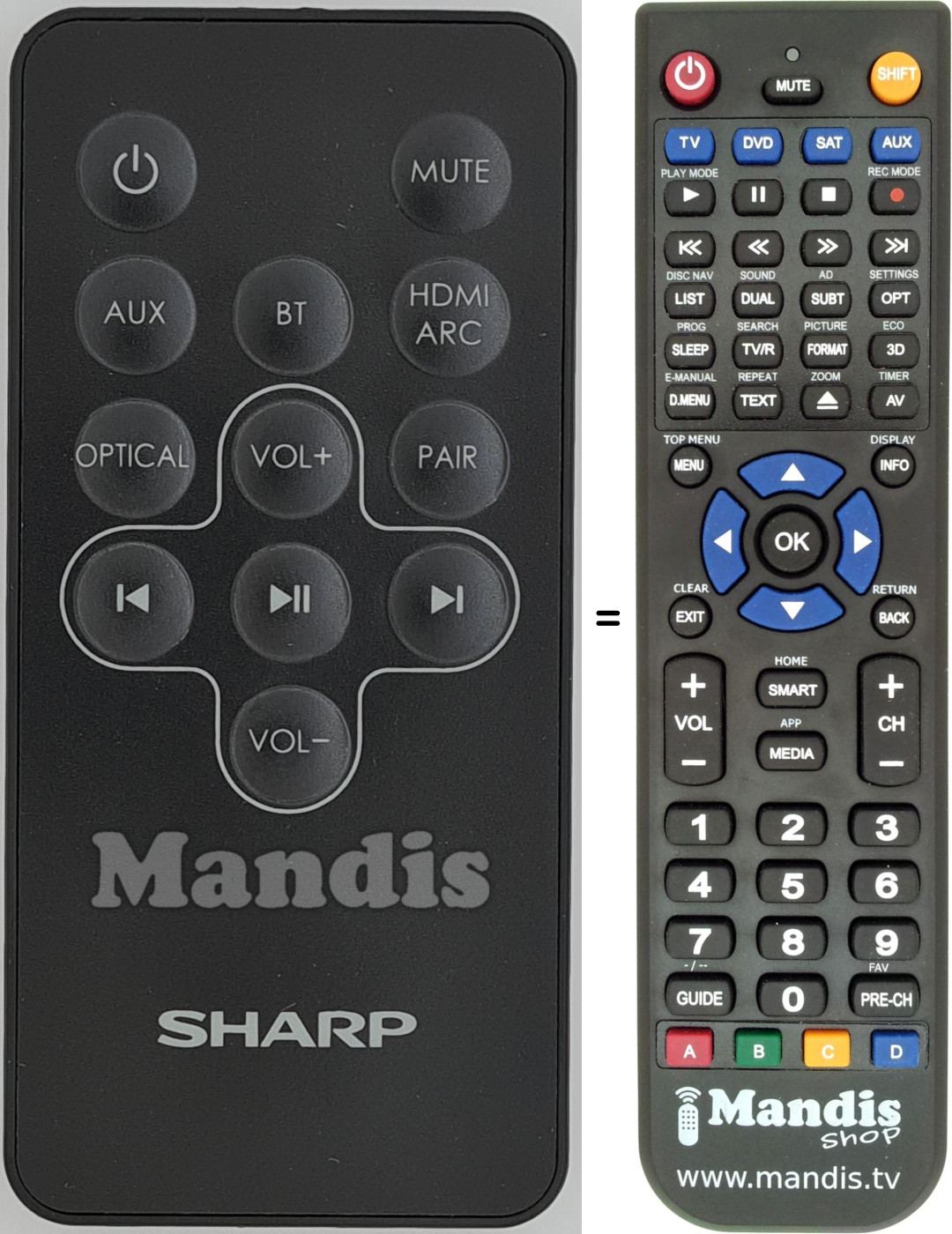Télécommande équivalente Sharp HTSB95