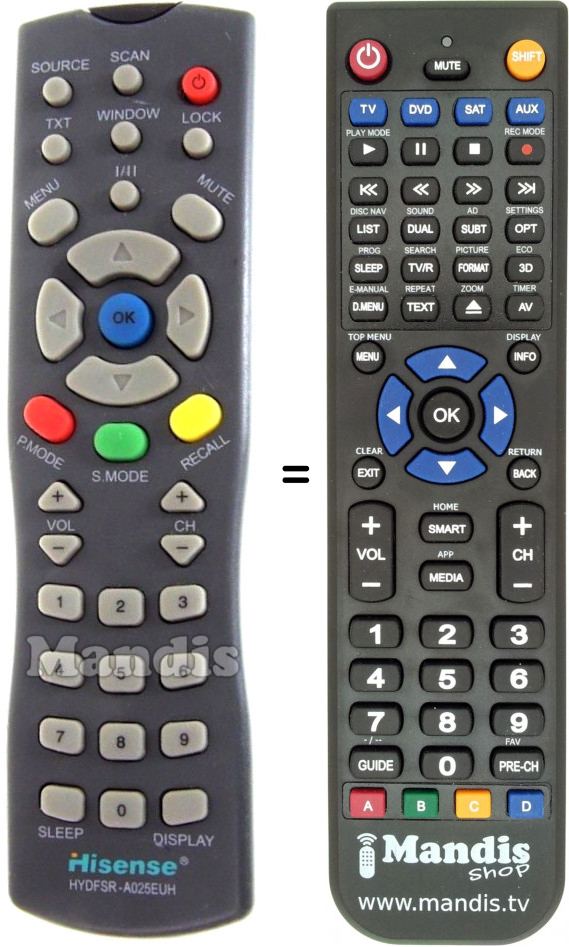 Télécommande équivalente Hisense HYDFSR-A025EUH