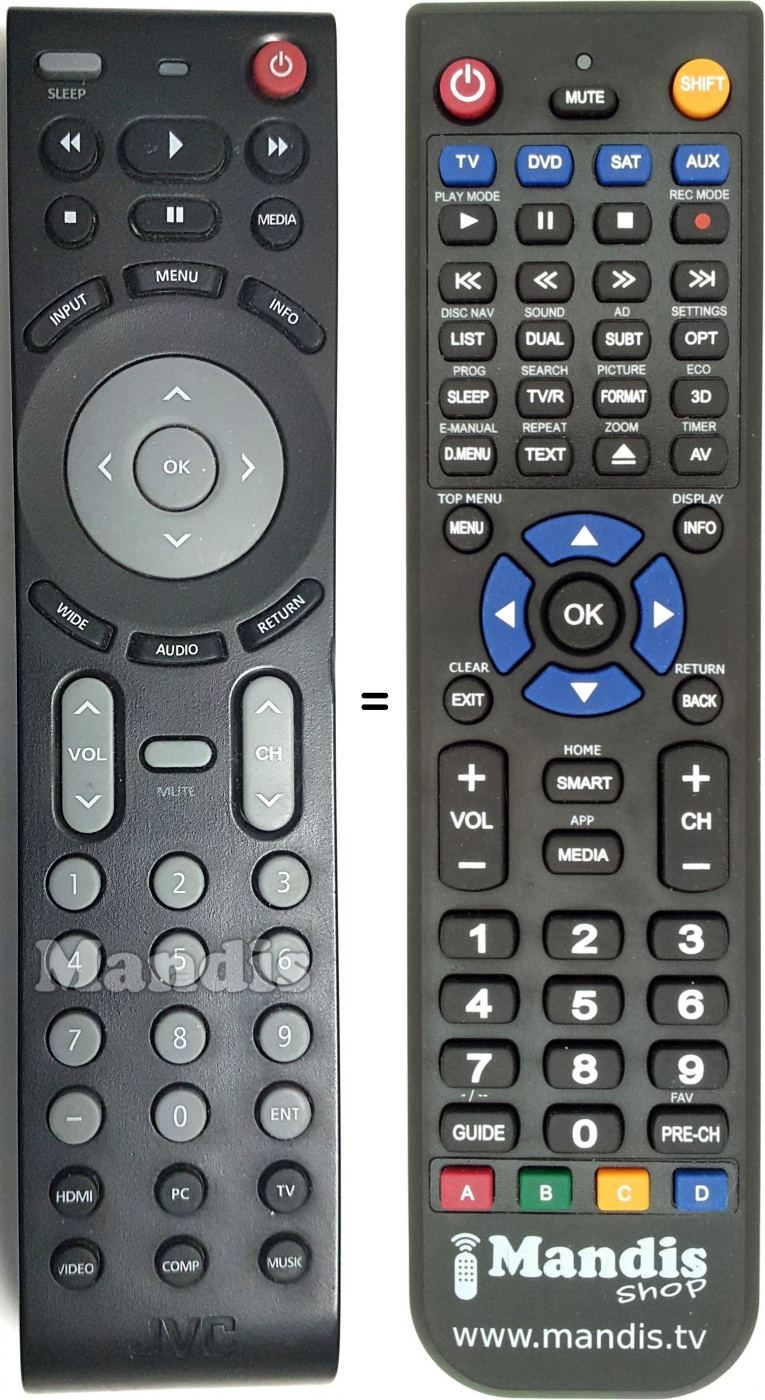 Télécommande équivalente JVC EM32T