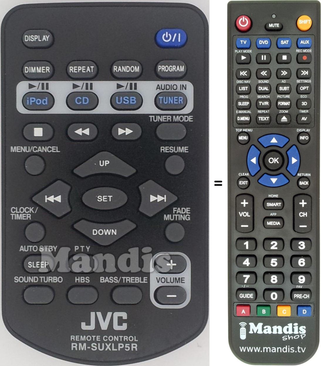 Télécommande équivalente JVC RM-SUXLP5R