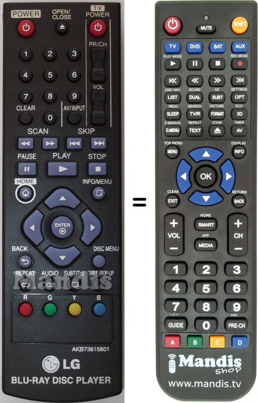 Télécommande équivalente LG AKB73615801