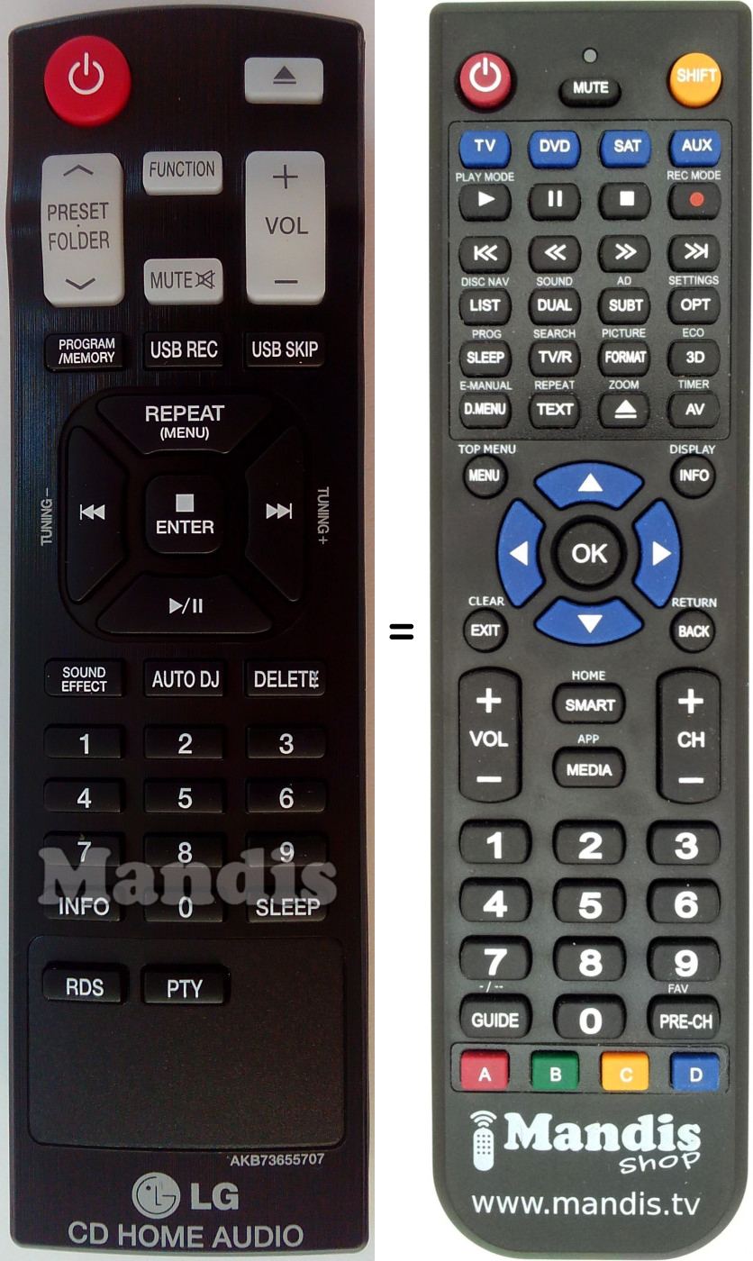 Télécommande équivalente LG AKB73655707