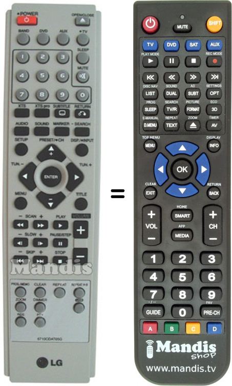 Télécommande équivalente LG 6710CDAT05G