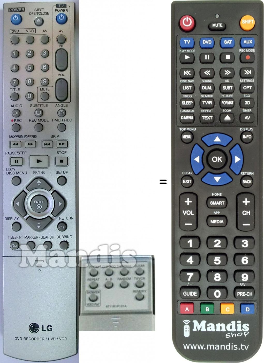 Télécommande équivalente LG 6711R1P101A