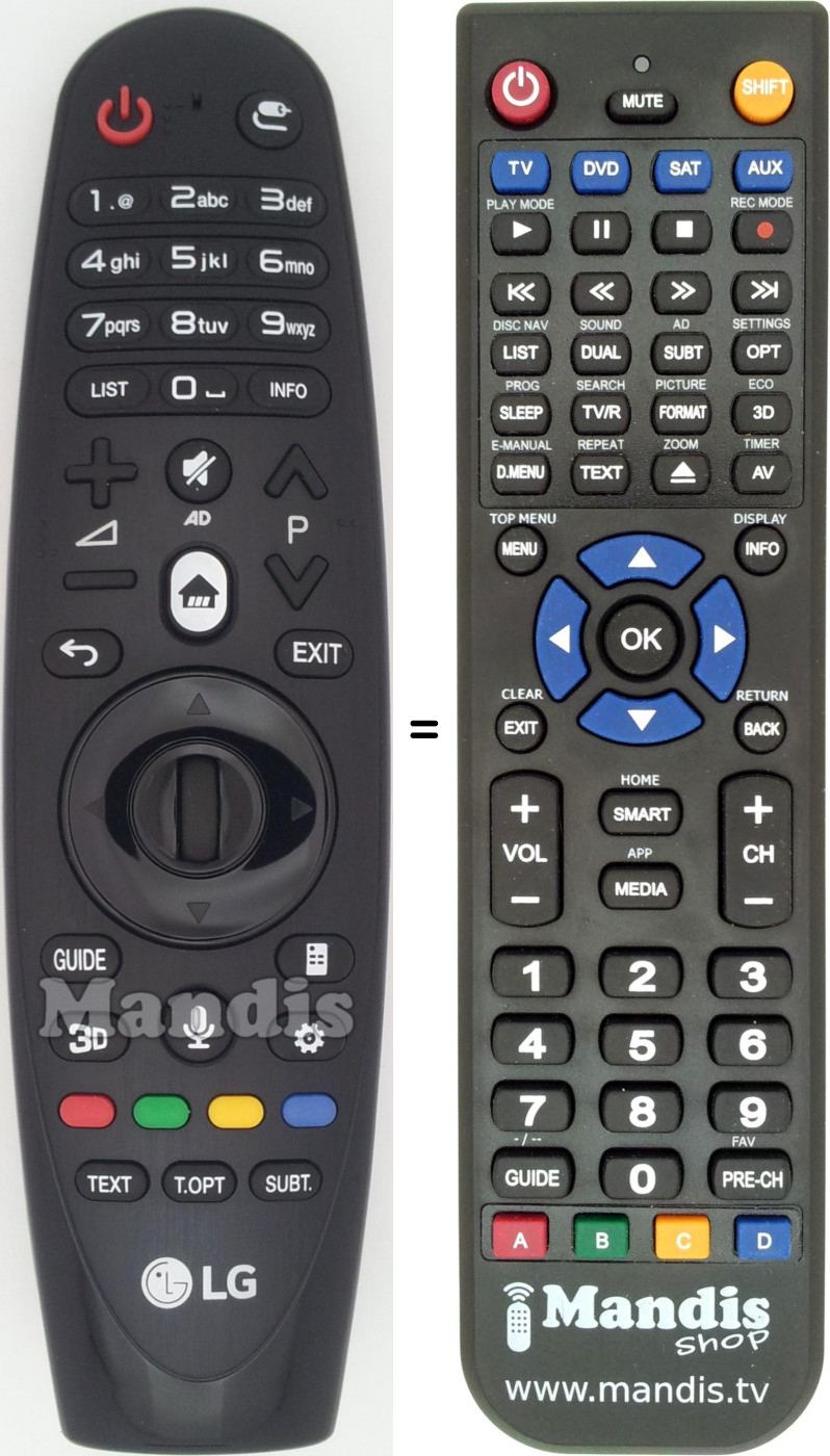Télécommande équivalente LG AKB74495316