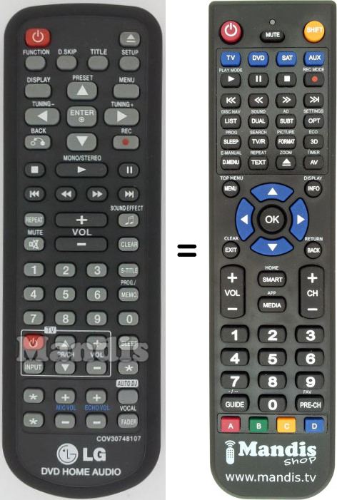 Télécommande équivalente COV30748107