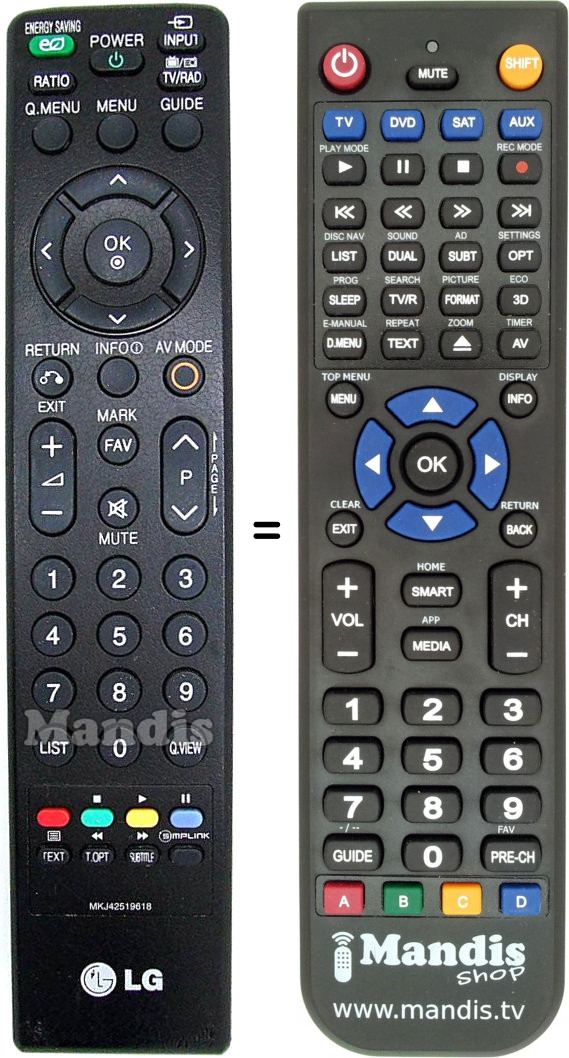 Télécommande équivalente LG MKJ 42519618