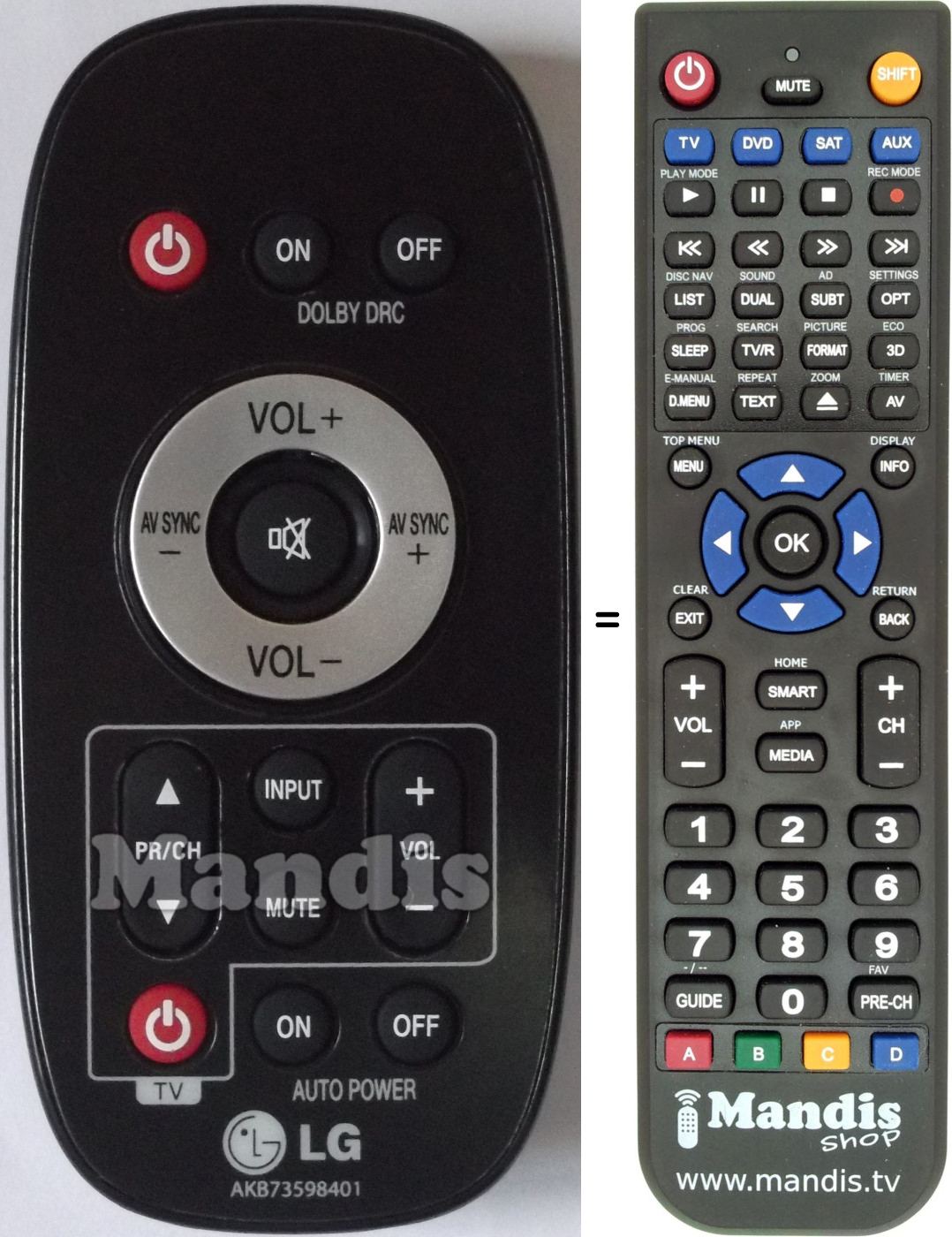 Télécommande équivalente LG AKB73598401