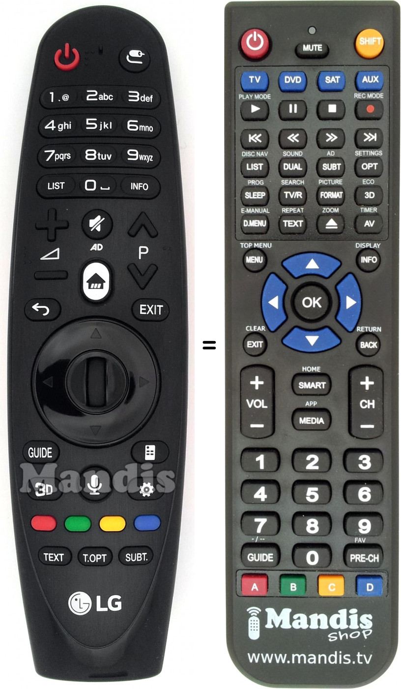 Télécommande équivalente LG AKB74515315