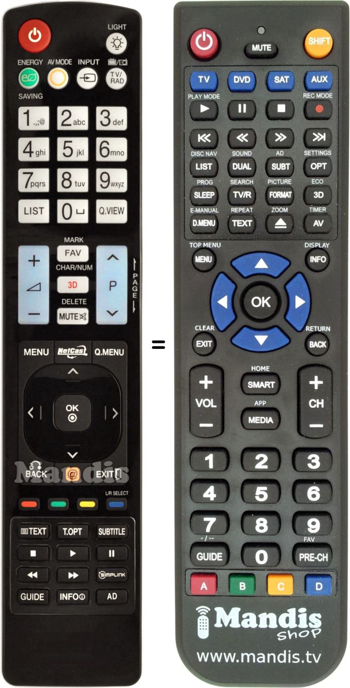 Télécommande équivalente AKB 72914021