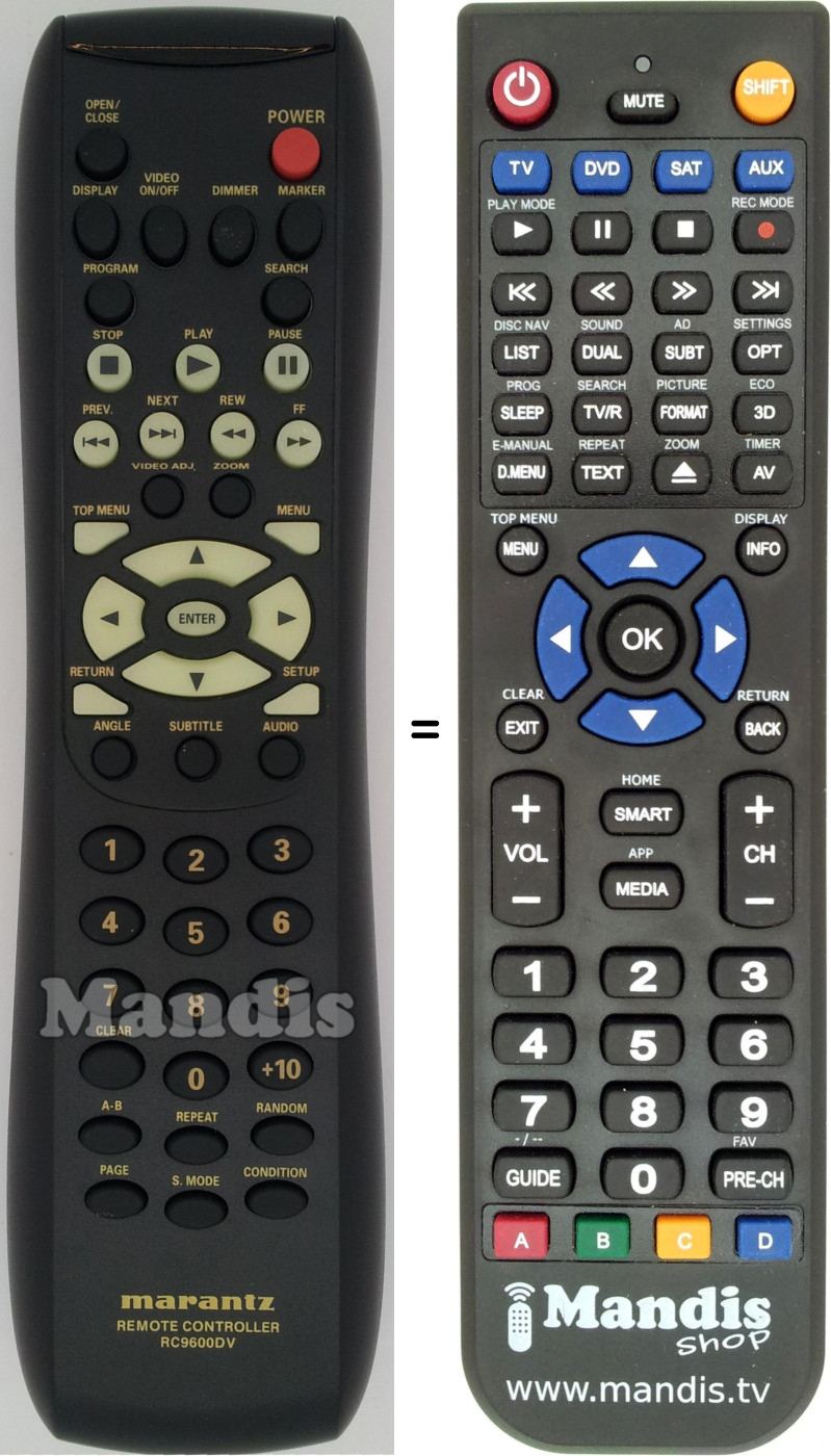 Télécommande équivalente Marantz RC9600DV