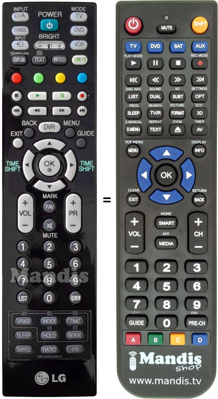 Télécommande équivalente MKJ 32022814
