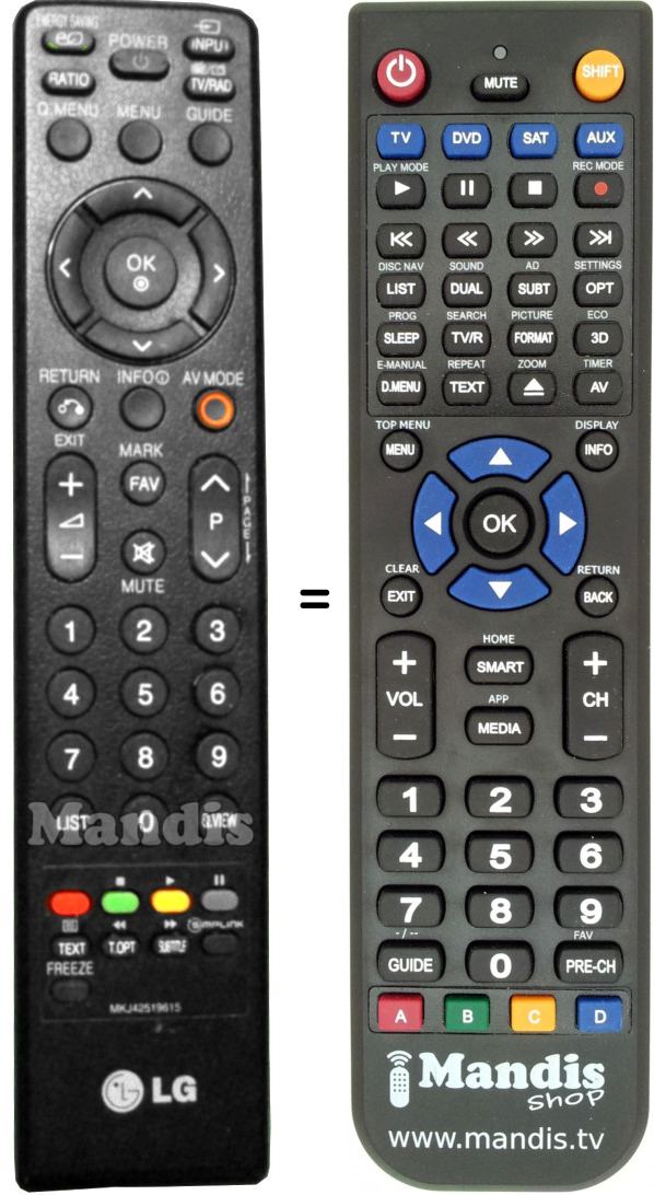 Télécommande équivalente LG MKJ42519615