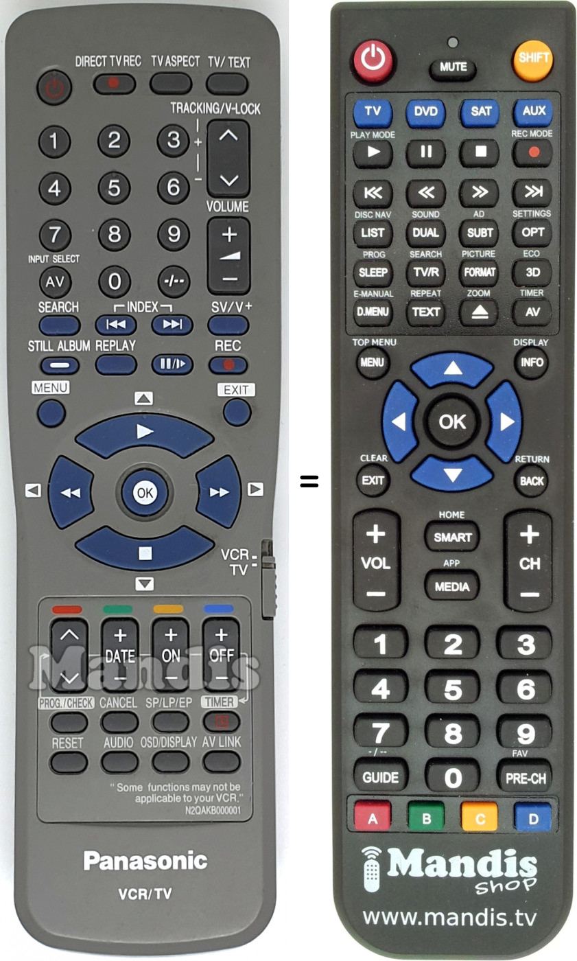 Télécommande équivalente Panasonic N2QAKB000001