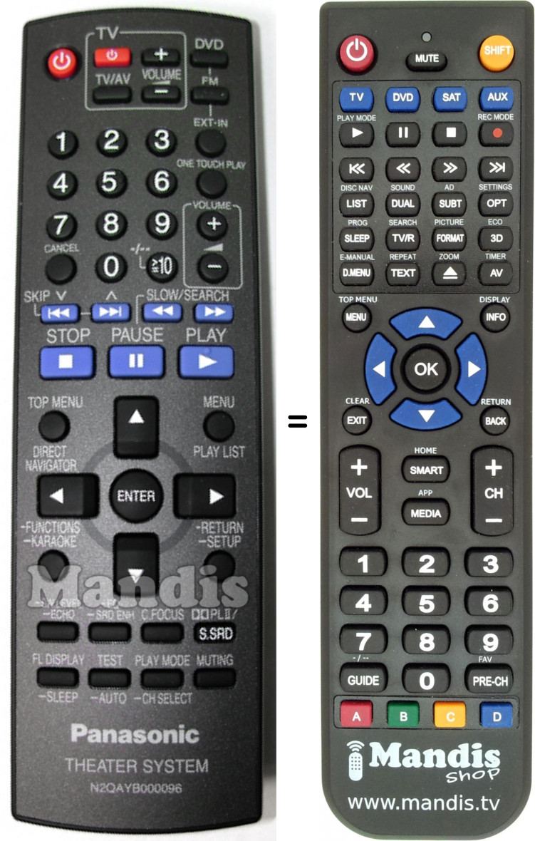 Télécommande équivalente N2QAYB000096