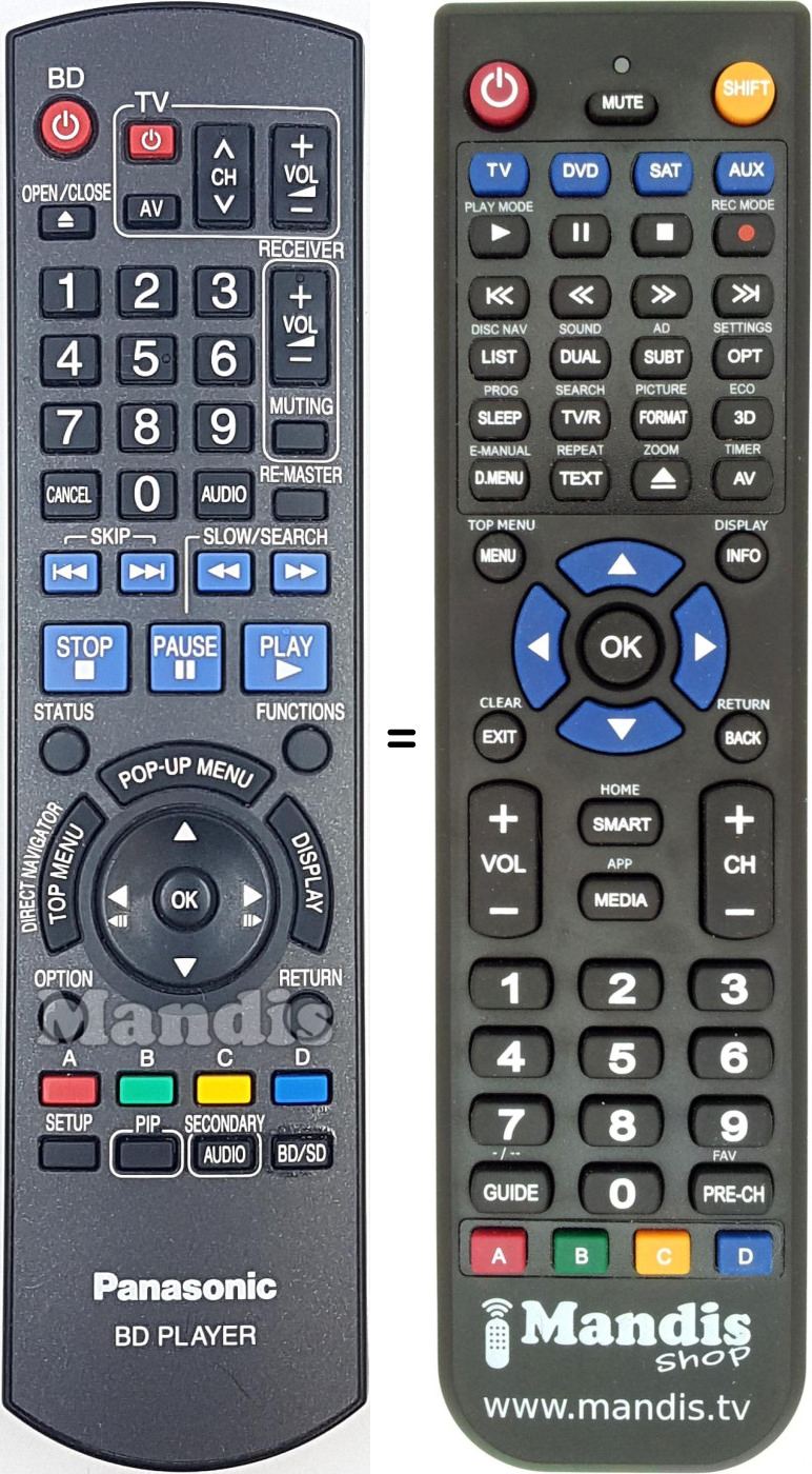 Télécommande équivalente Panasonic N2QAYB000185
