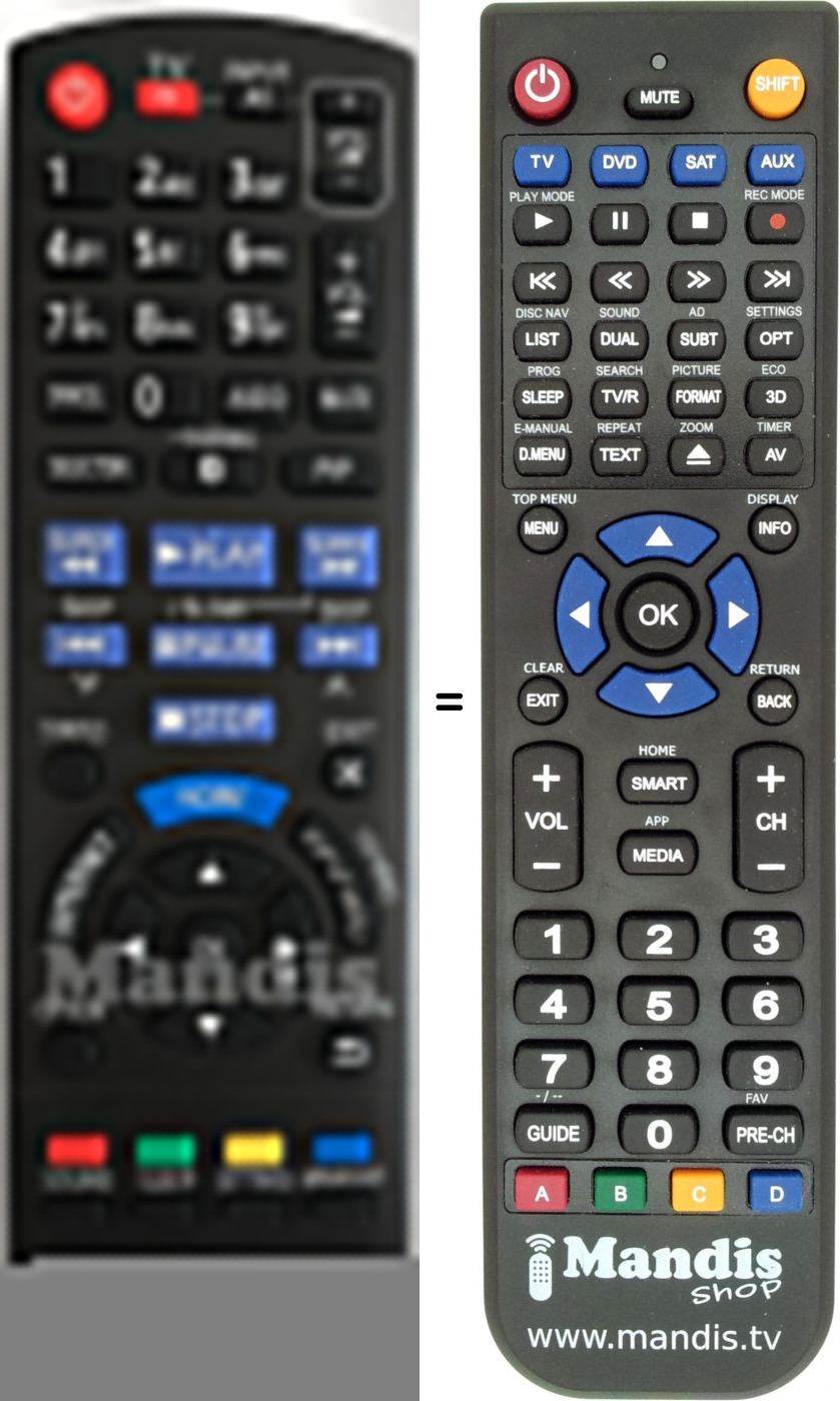 T&eacute;l&eacute;commande &eacute;quivalente Panasonic N2QAYB000971