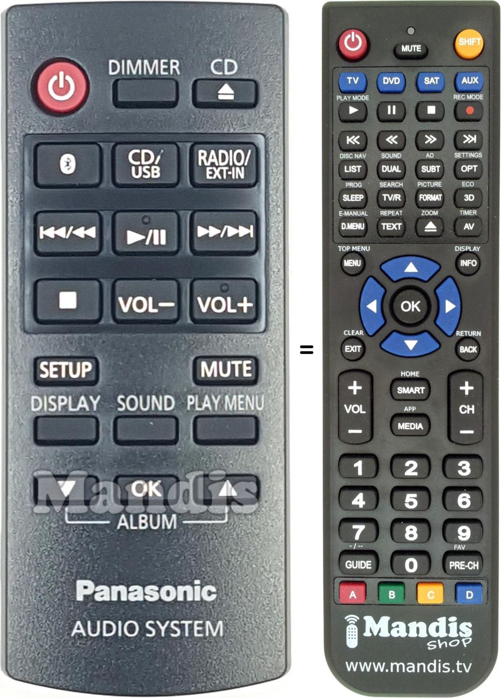 Télécommande équivalente Panasonic N2QAYB001050