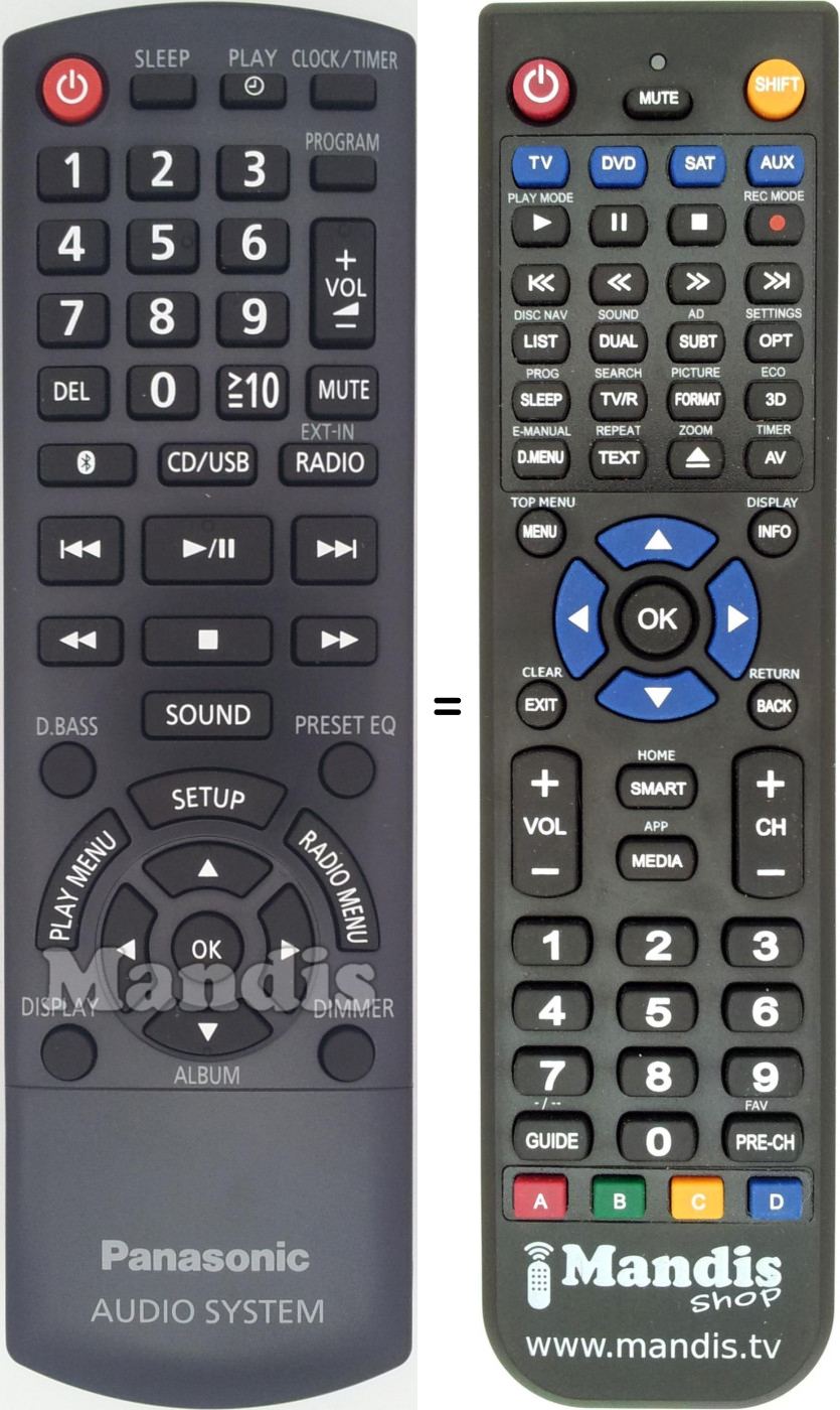 Télécommande équivalente Panasonic N2QAYB001101