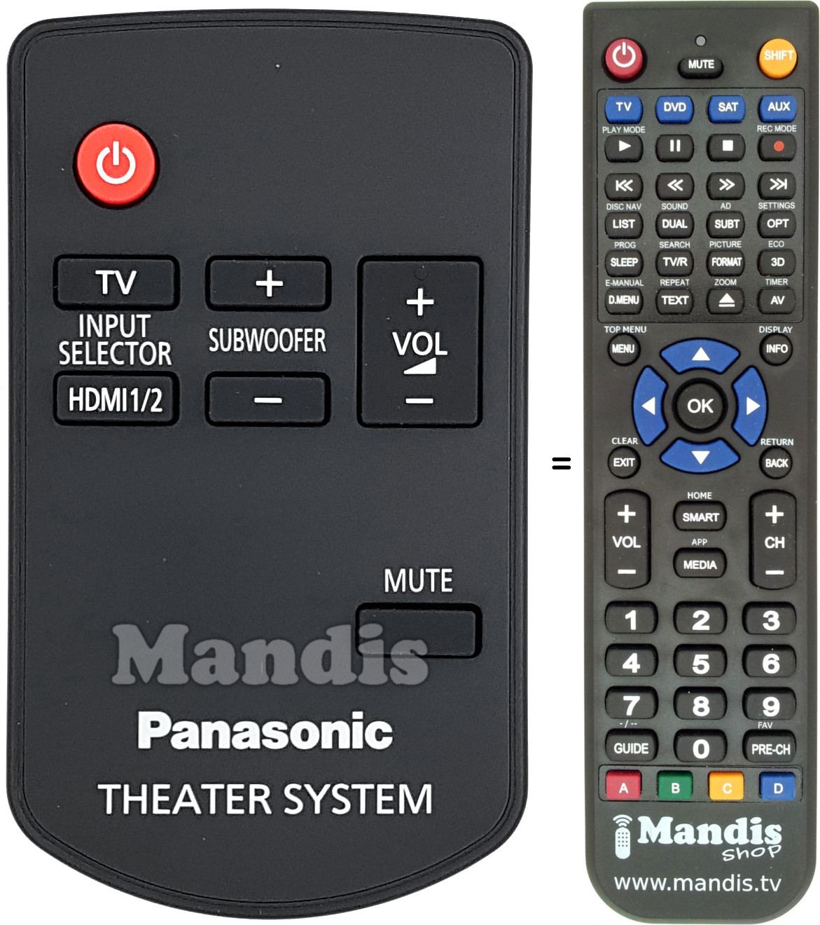 Télécommande équivalente Panasonic N2QAYC000046