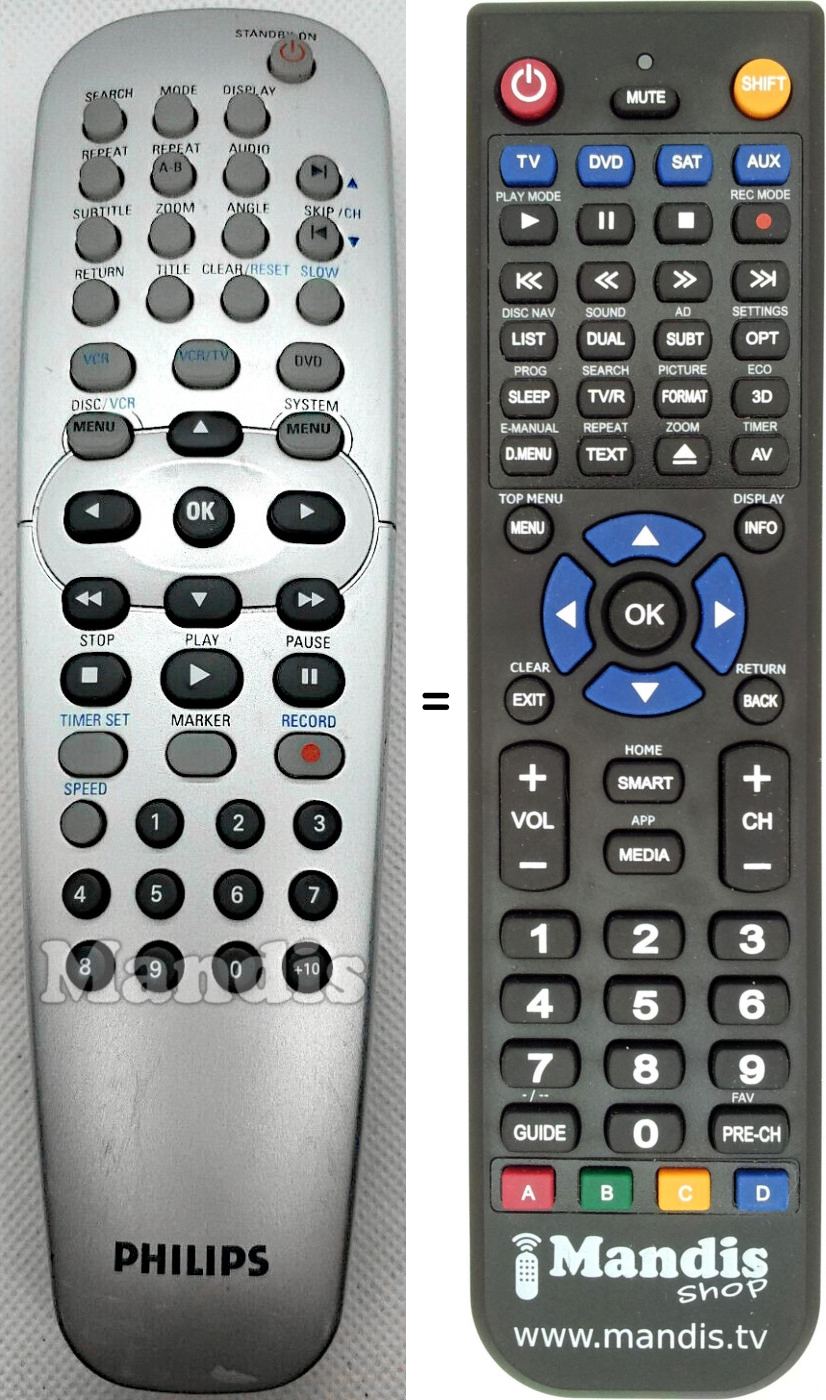 Télécommande équivalente Philips NA725UD