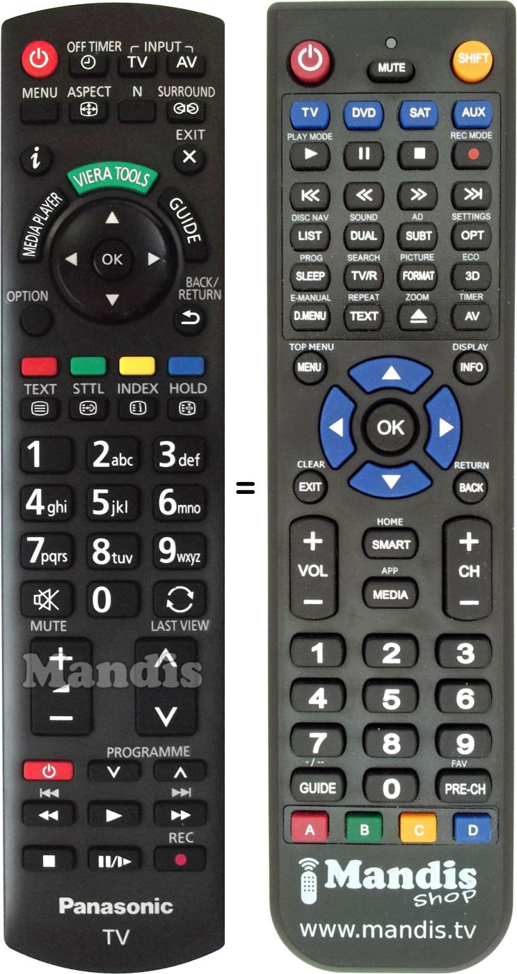T&eacute;l&eacute;commande &eacute;quivalente Panasonic N2QAYB000717