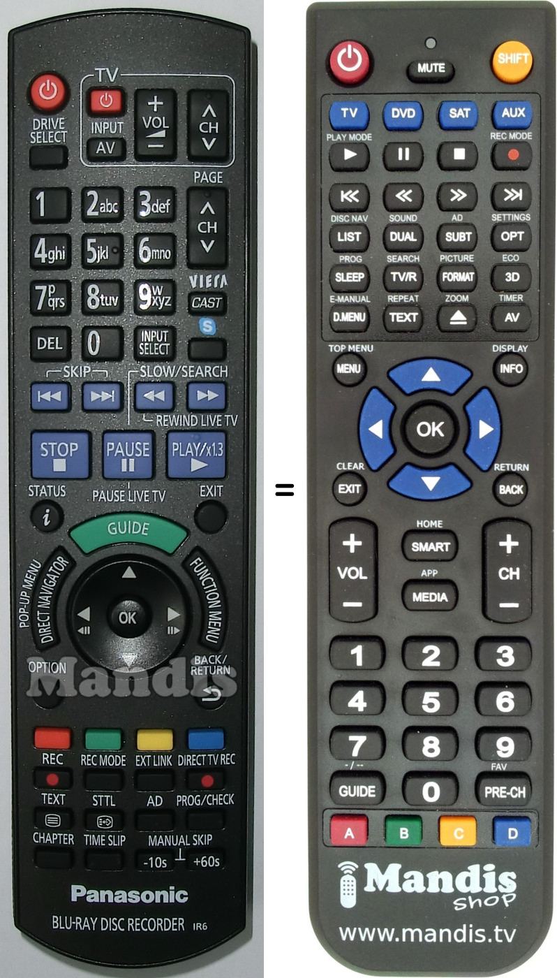 T&eacute;l&eacute;commande &eacute;quivalente Panasonic N2QAYB000614