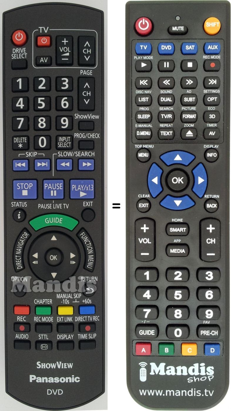 Télécommande équivalente Panasonic N2QAYB000464