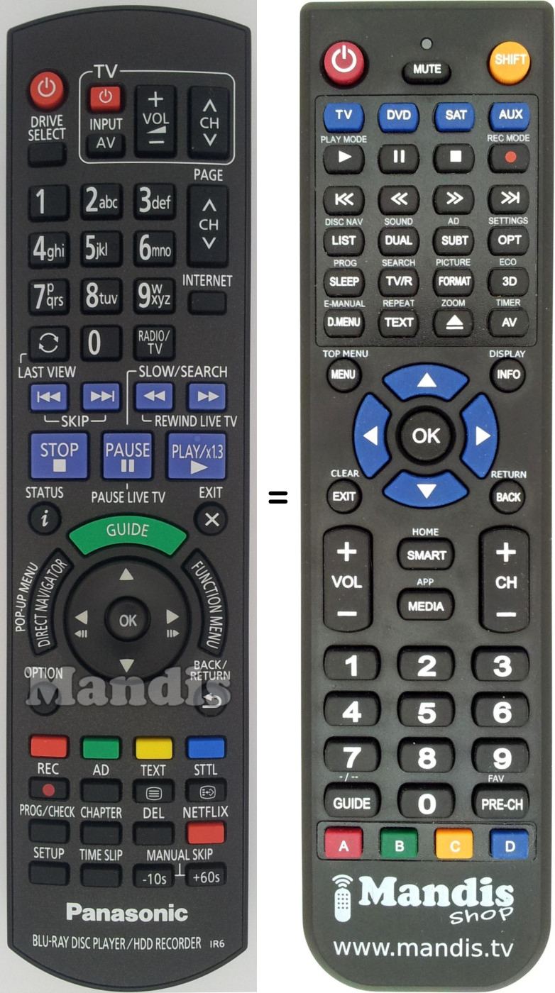 Télécommande équivalente Panasonic N2QAYB000763