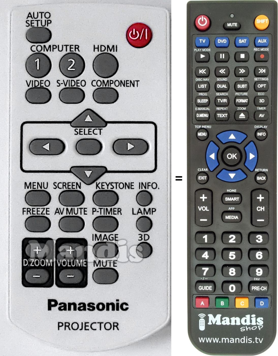 Télécommande équivalente Panasonic 6451054586