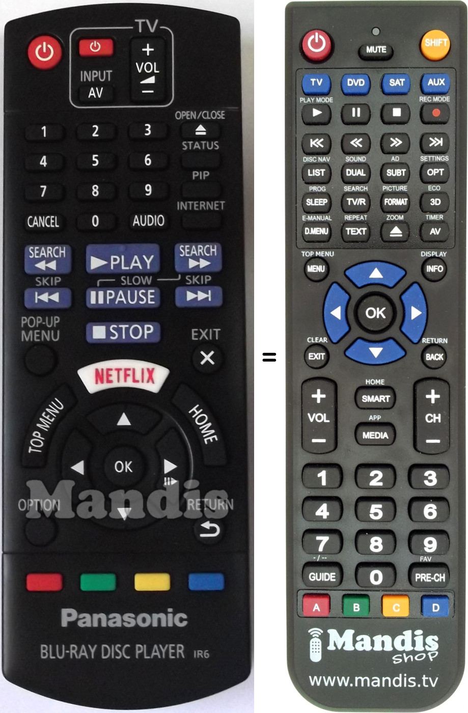 Télécommande équivalente Panasonic N2QAYB001029