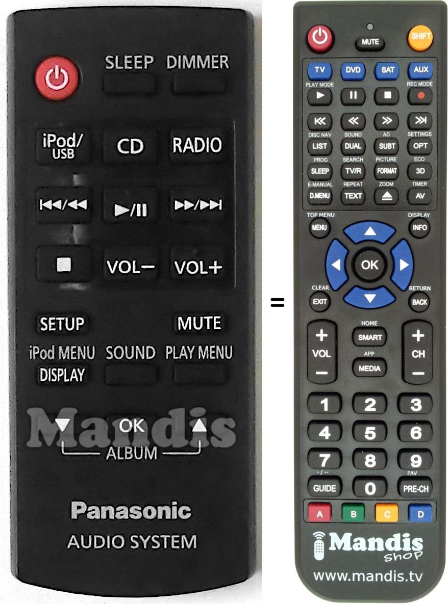 Télécommande équivalente Panasonic N2QAYC000079