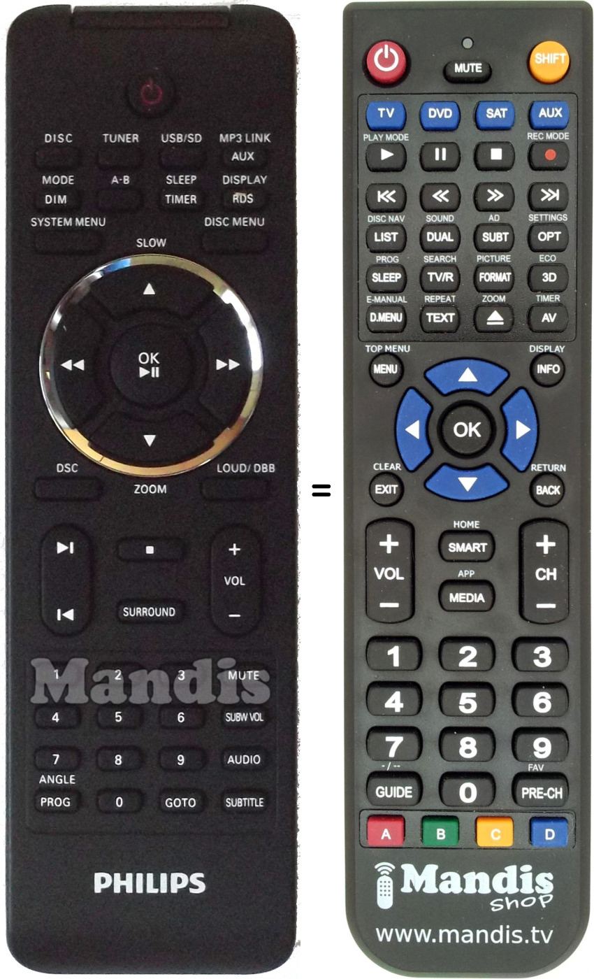 Télécommande équivalente Philips 996510025351