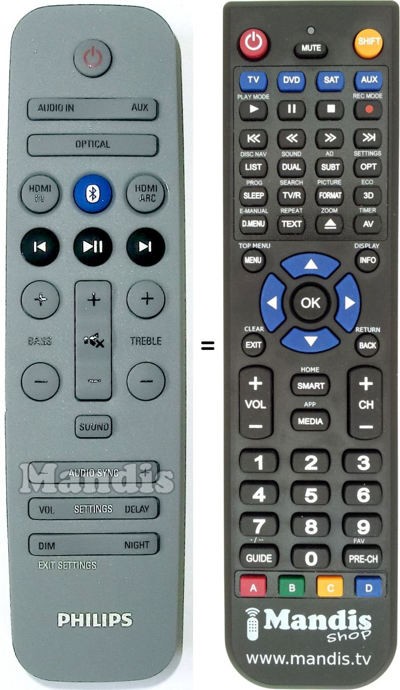 Télécommande équivalente Philips 996580005709