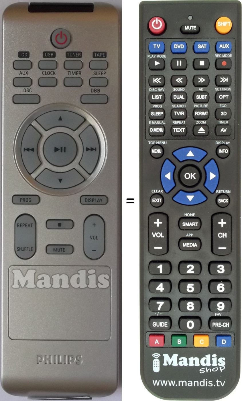 Télécommande équivalente Philips 996510005452