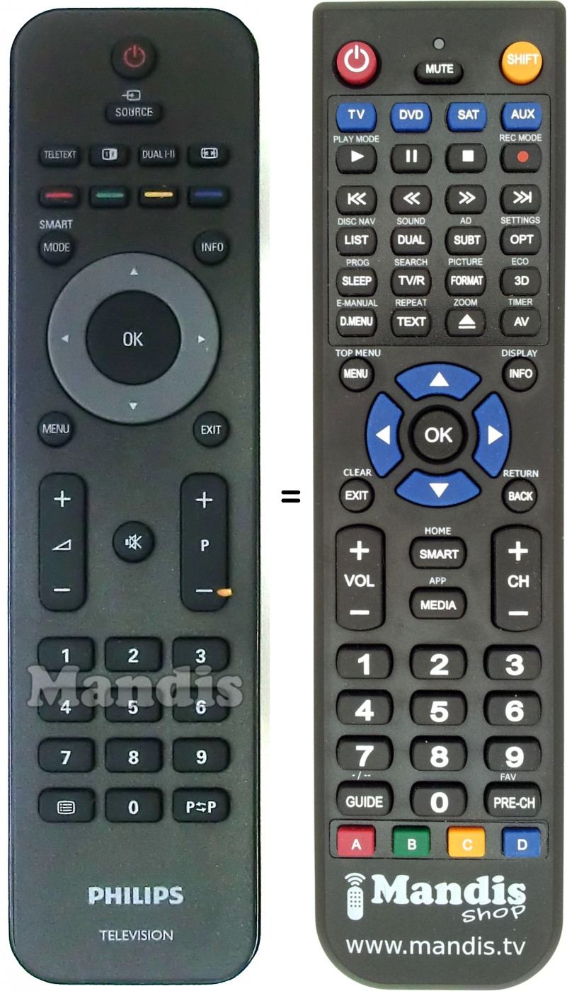 Télécommande équivalente Philips RC474501
