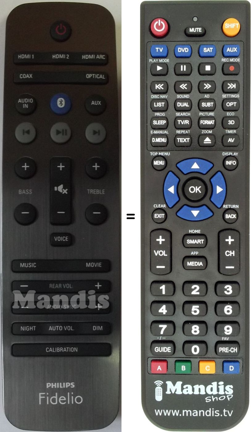 Télécommande équivalente Philips 996580003987