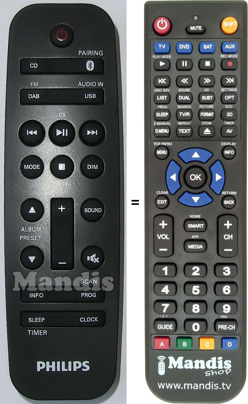 Télécommande équivalente Philips 996580006314
