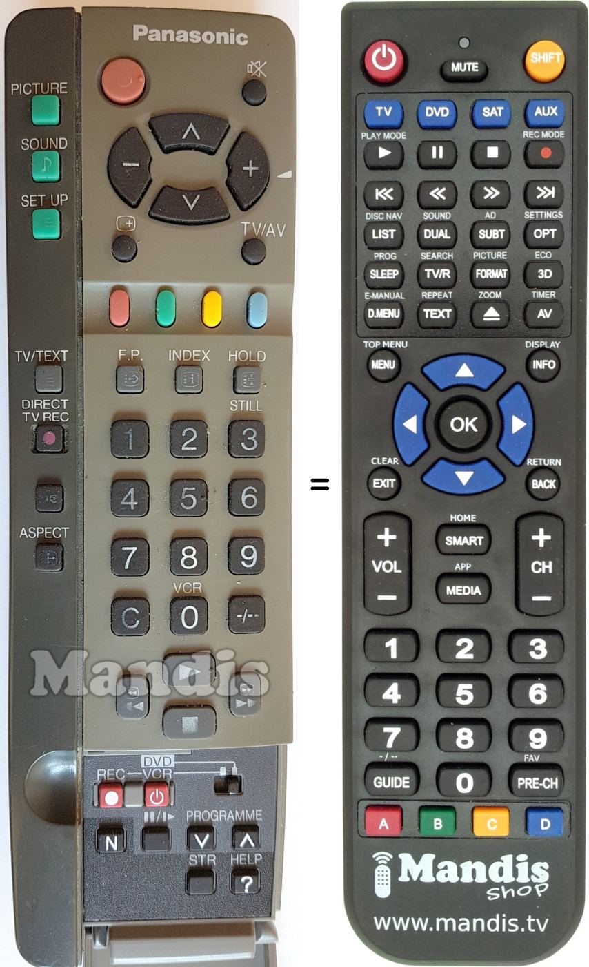 Télécommande équivalente Panasonic EUR511211