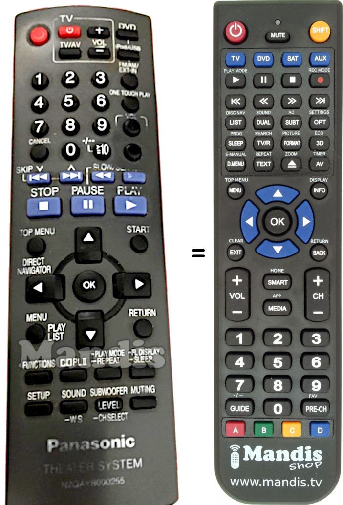 Télécommande équivalente N2QAYB000255