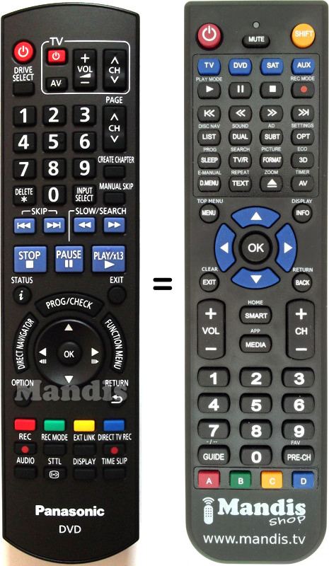 Télécommande équivalente Panasonic N2QAYB000335