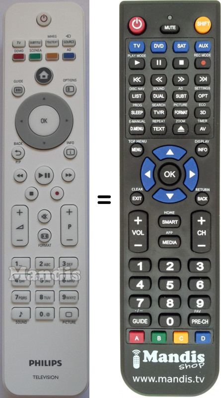 Télécommande équivalente Philips 242254902315