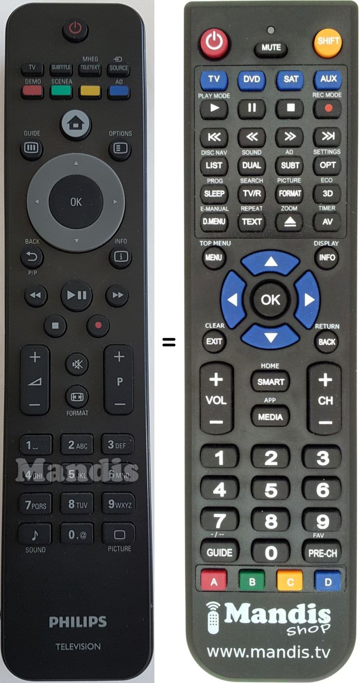 Télécommande équivalente Philips RC470701