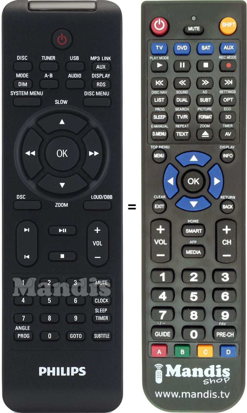 Télécommande équivalente Philips CRP631-01