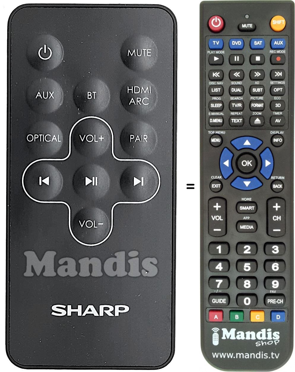 Télécommande équivalente Sharp R547928
