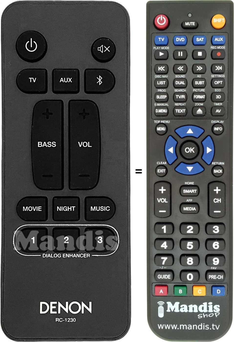 Télécommande équivalente Denon RC-1230