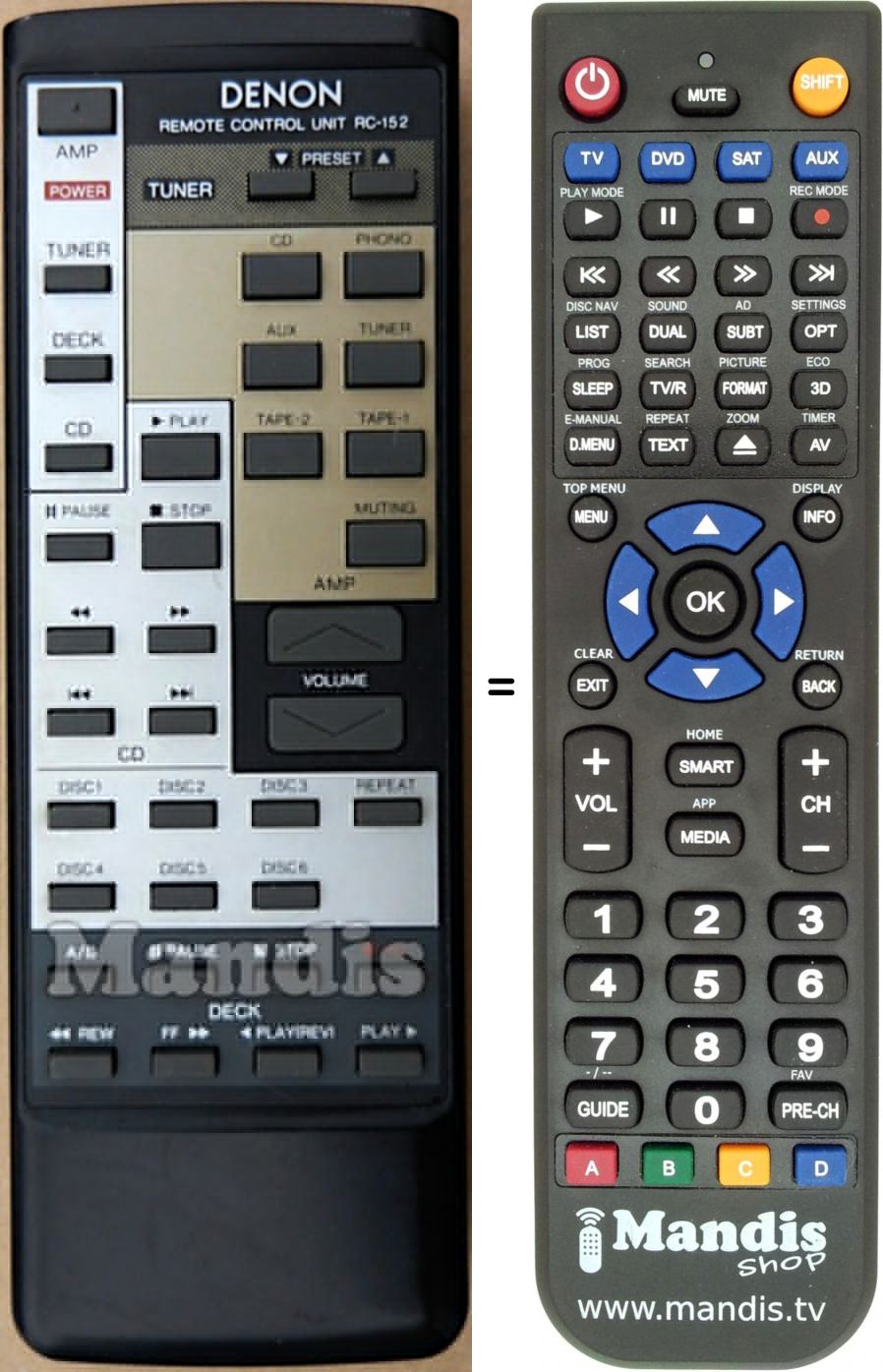 Télécommande équivalente Denon RC-152
