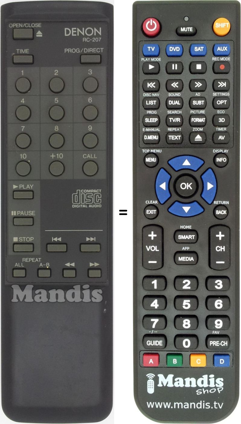Télécommande équivalente RC-207